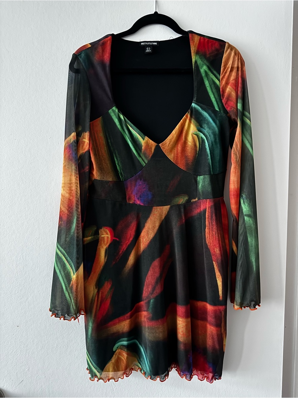 Mystic Floral V-Neck Long Sleeve Dress - Multicolor